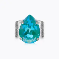 Classic Drop Ring Rhodium – ring med droppformad kristall