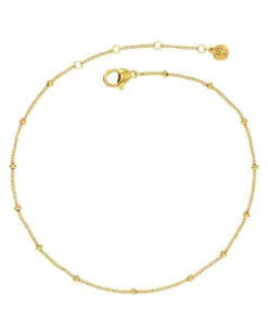 Edblad Beaded Chain Anklet Gold – fotlänk med små metallpärlor i 14K guldplätering
