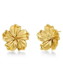 Edblad Jasmine Studs L Gold – stora jasminblommor i 14K guldplätering, elegant och iögonfallande design