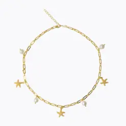Sea Star Chain Necklace Gold – halsband med sjöstjärna och pärla