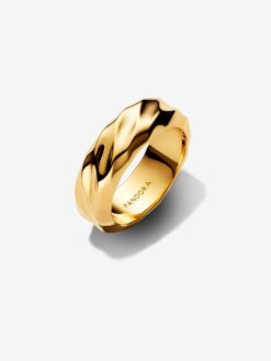 Pandora Räfflad bred bandring i 14K guldplätering – vågig design