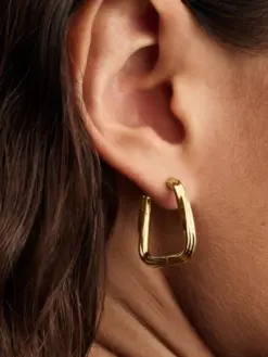 Pandora stora trekantiga hoops guldfinish dam