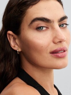 Pandora tvåtton hoops silver och guld öppna form örhängen