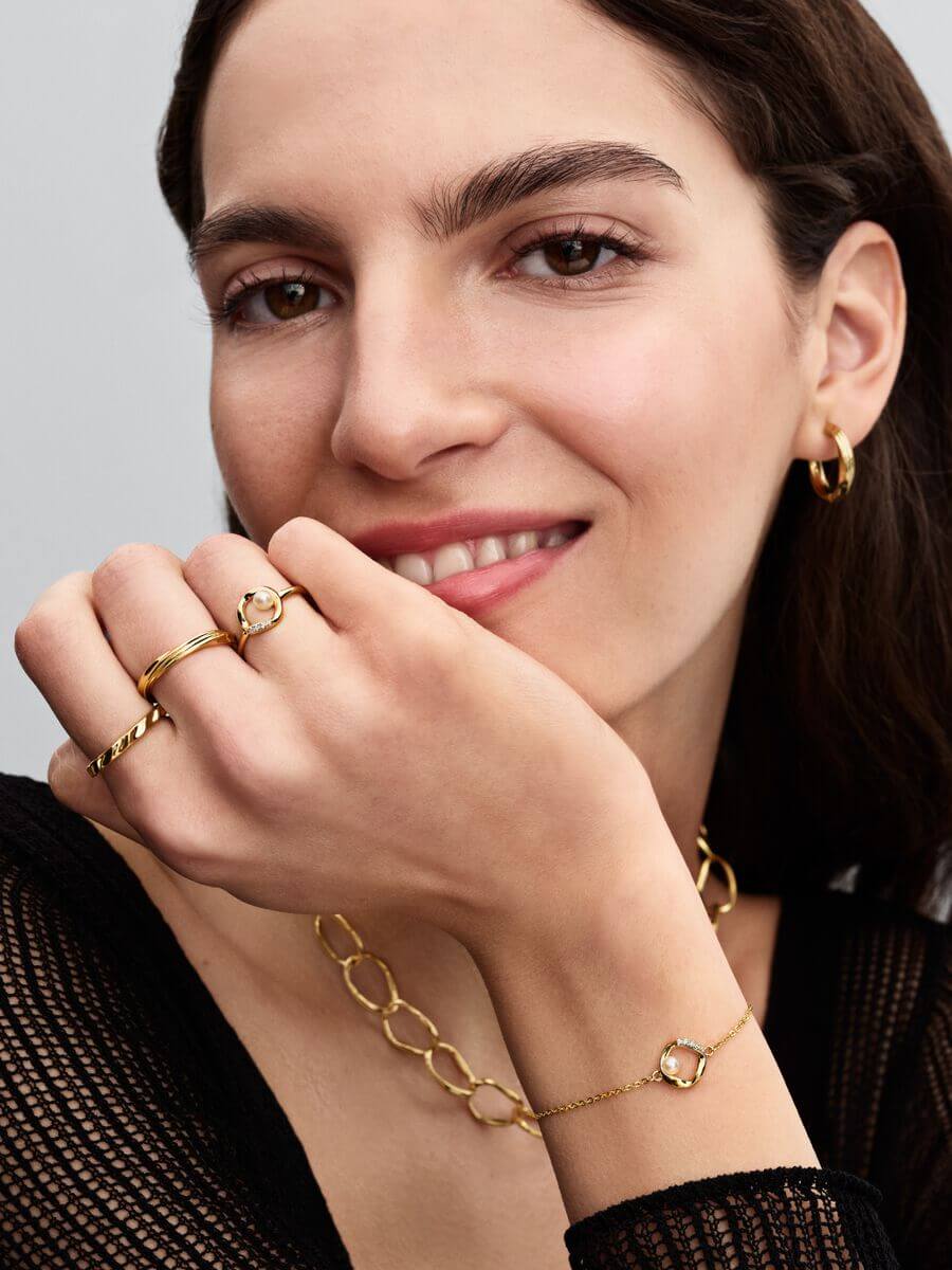 Pandora Armband med organiska sötvattenspärlor – 14K guldplätering - Bild 5