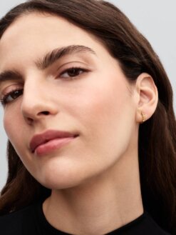 Pandora huggie örhängen gula kristaller guldfinish profil