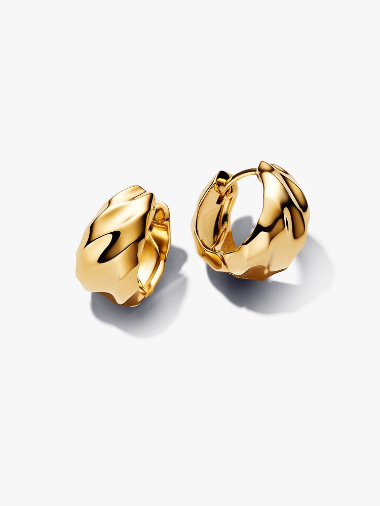 Pandora rafflade hoops 263874C00 14K guldplätering