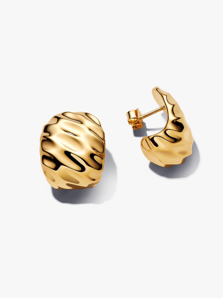 Pandora räfflade breda hoops 263879C00 guldplätering