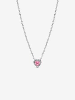 Pandora halsband med hjärtformat rosa hängsmycke