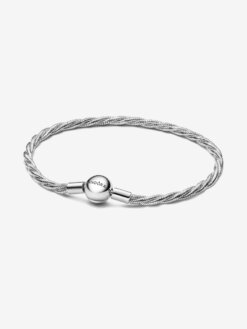 Pandora rund ormkedja i silver med logotyp