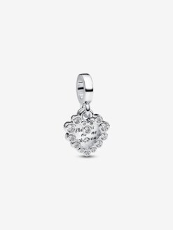Pandora glittrande dubbel hängberlock i sterlingsilver med två hjärtan