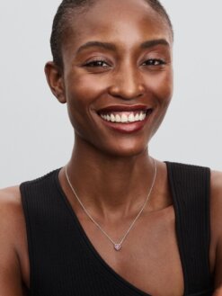 Pandora romantiskt halsband med rosa zirkonia