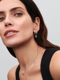 Pandora smycke med rosa sten och pavéinfattning