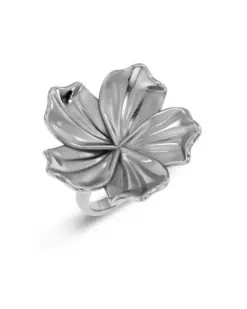 Edblad Jasmine ring med blomma i rostfritt stål