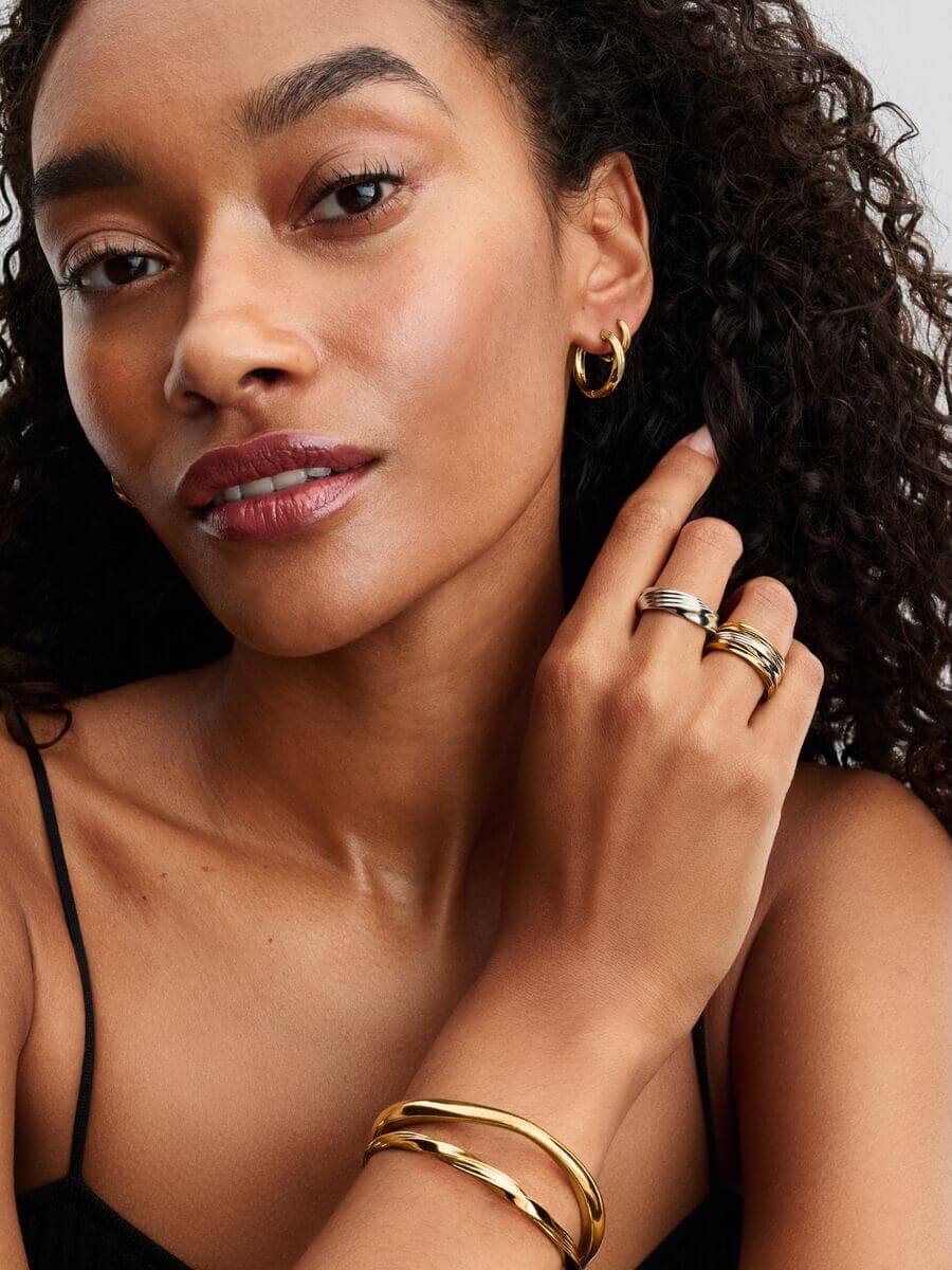 Pandora Vriden Öppen Armring – 14K Guldplätering - Bild 5