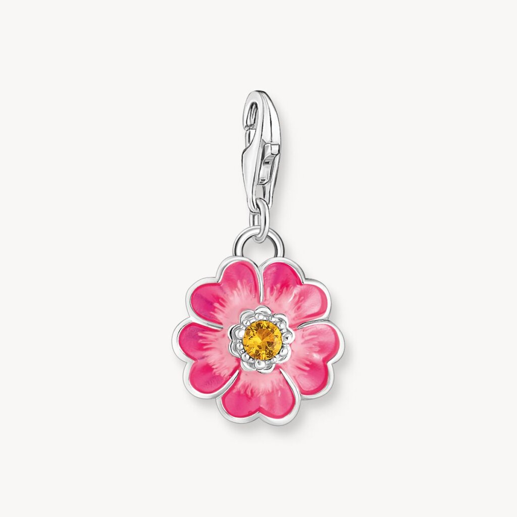 Thomas Sabo blomma charm i rosa och orange