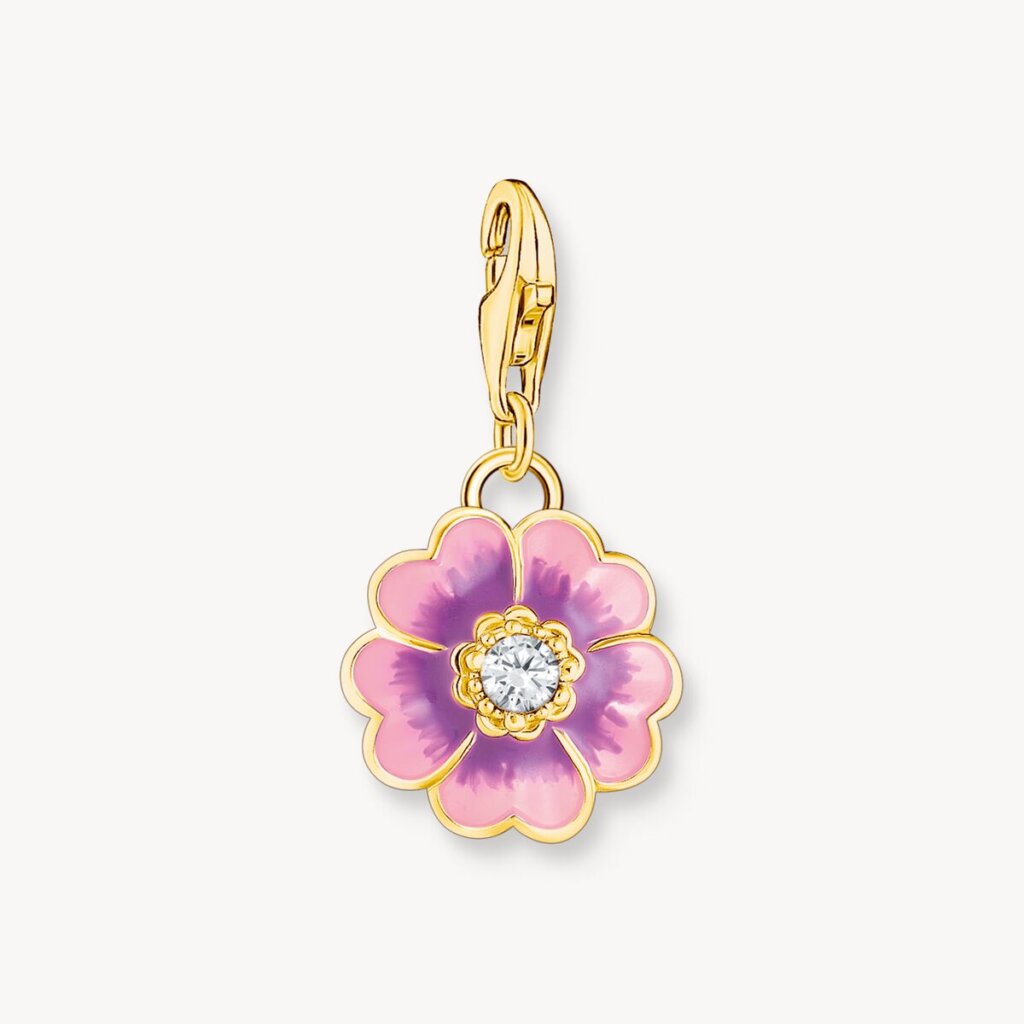 Thomas Sabo Charm-hängsmycke Blomma Violett guldpläterad