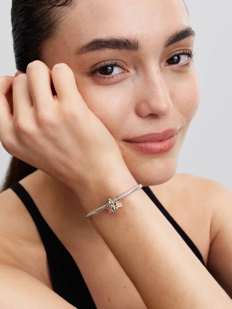 Pandora Dumbo charm detalj rosa emalj och guldfinish silver