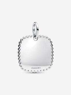 Pandora graverbart fyrkantigt hängsmycke i sterlingsilver med glittrande ram