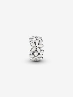 Pandora White Daisy Flower Spacer Charm i sterlingsilver med vit emalj