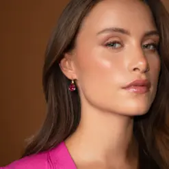 Mini Drop Clasp Earrings Dark Rose