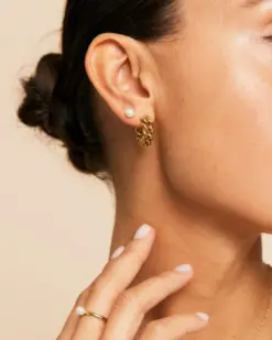 Guldpläterad pärlstuds Edblad 5 mm