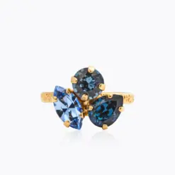 Ana Ring Denim Blue Combo Gold