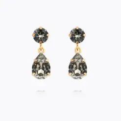 Mini Drop Earring Black Diamond – framifrån, gnistrande kristaller