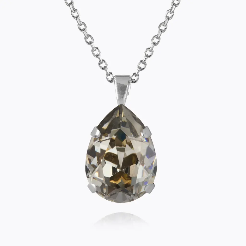 Mini Drop Necklace Black Diamond Rhodium