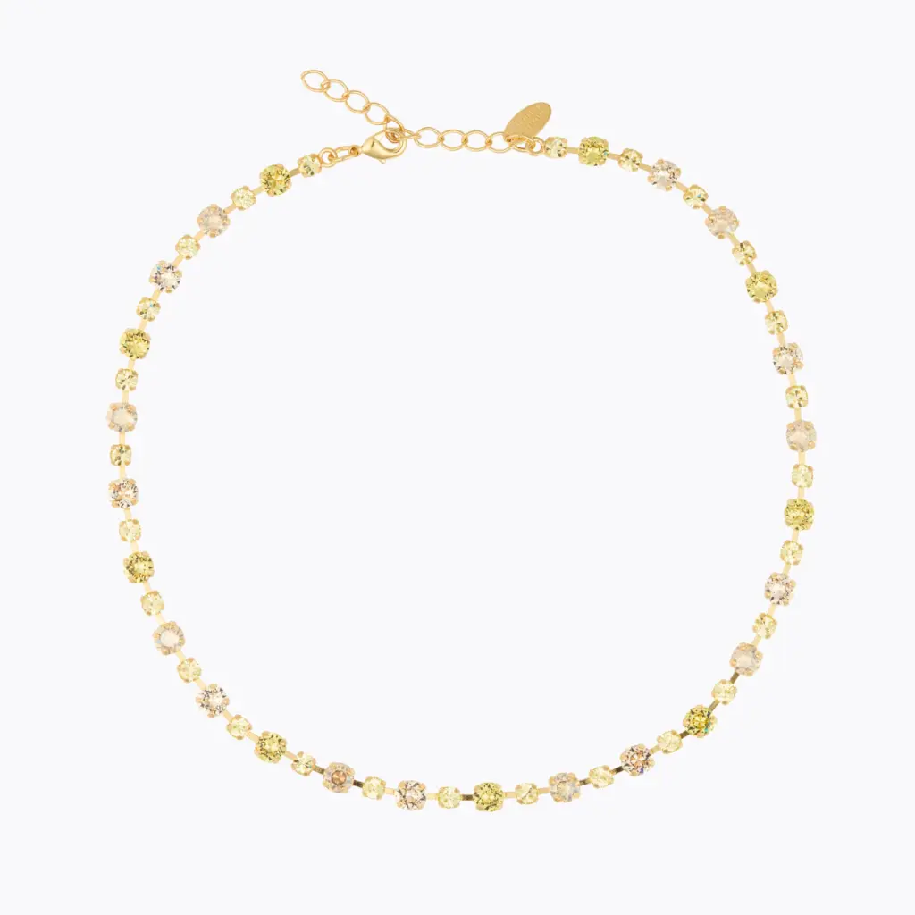 Calanthe Necklace Dark Jonquil Combo halsband med runda kristaller och 18K guldplätering