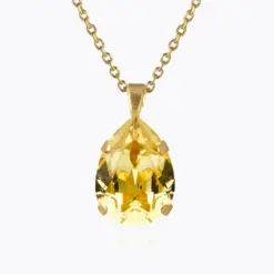 Mini Drop Necklace Dark Jonquil halsband med droppformad kristall, 45–50 cm
