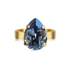 Mini Drop Ring Gold Denim Blue
