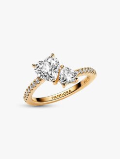 Närbild Pandora 161198C01 ring hjärtan silver