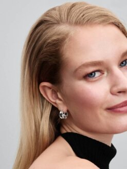 Pandora räfflad yta små hoops silver profil