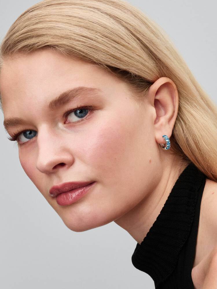 Pandora ljusblå hoops