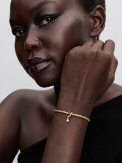 Pandora guldpläterad hjärtberlock med vit sten