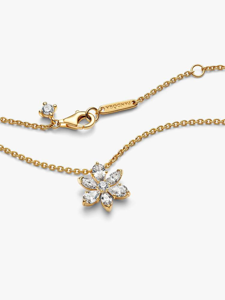 Pandora halsband blomformat hänge med kristaller detalj sterlingsilver