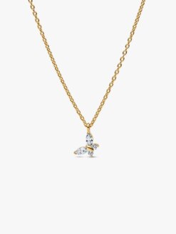 Pandora Halsband med fjäril i 14K guldplätering och klara kristaller