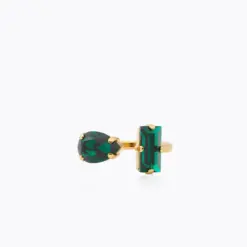 Noelle Ring Emerald – elegant ring med grön kristall och guldfinish