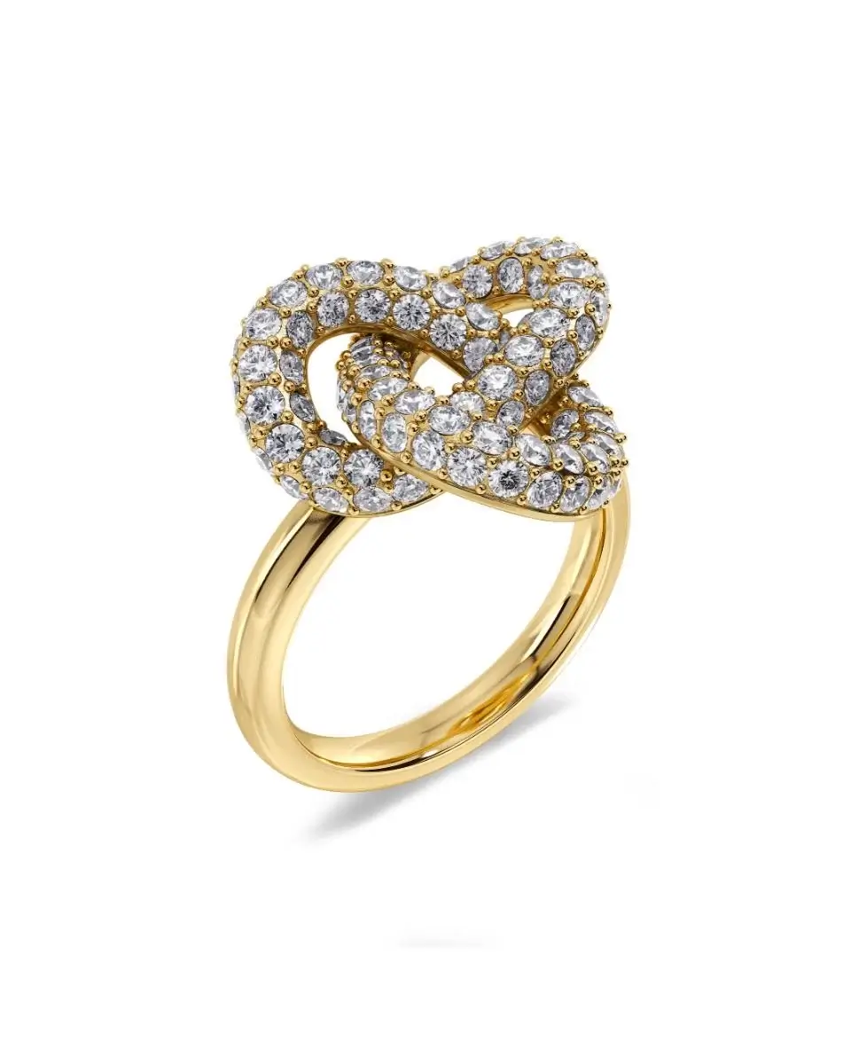 Edblad Infinity Knot Sparkle Ring L Gold närbild knut och stenar