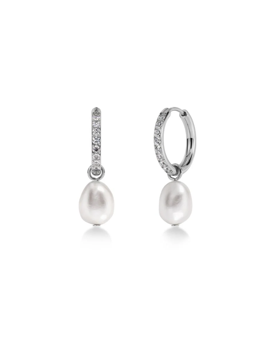 Edblad Perla Hoops Sparkle Steel rostfritt stål med pärla och kristaller