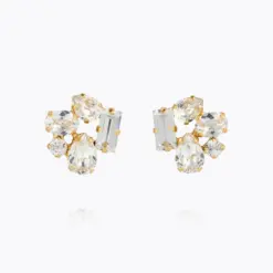 Noelle Stud Earrings Crystal – stiftörhängen med klar kristall och guldfinish