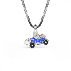 Hänge i silver blå bil – emaljerat silverhänge med blå bil