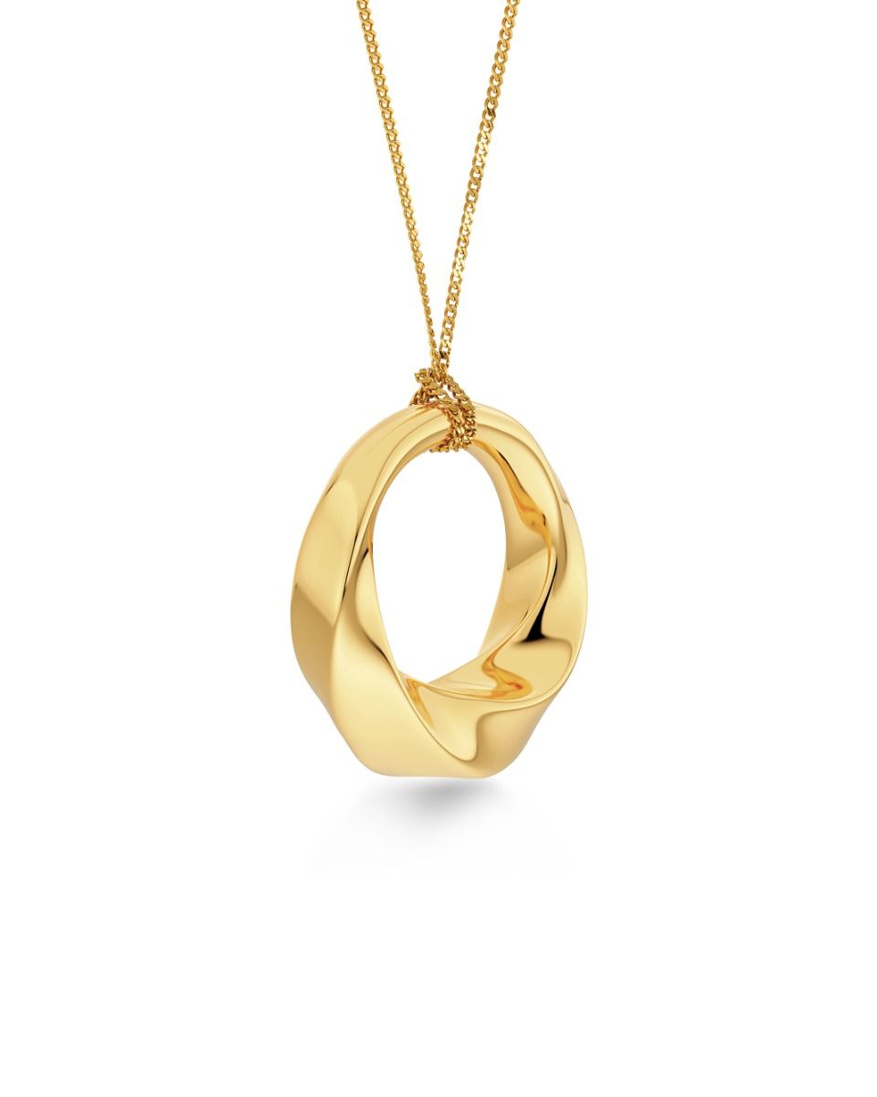 Helix Necklace L Gold – detaljbild på guldkedja och förlängningskedja