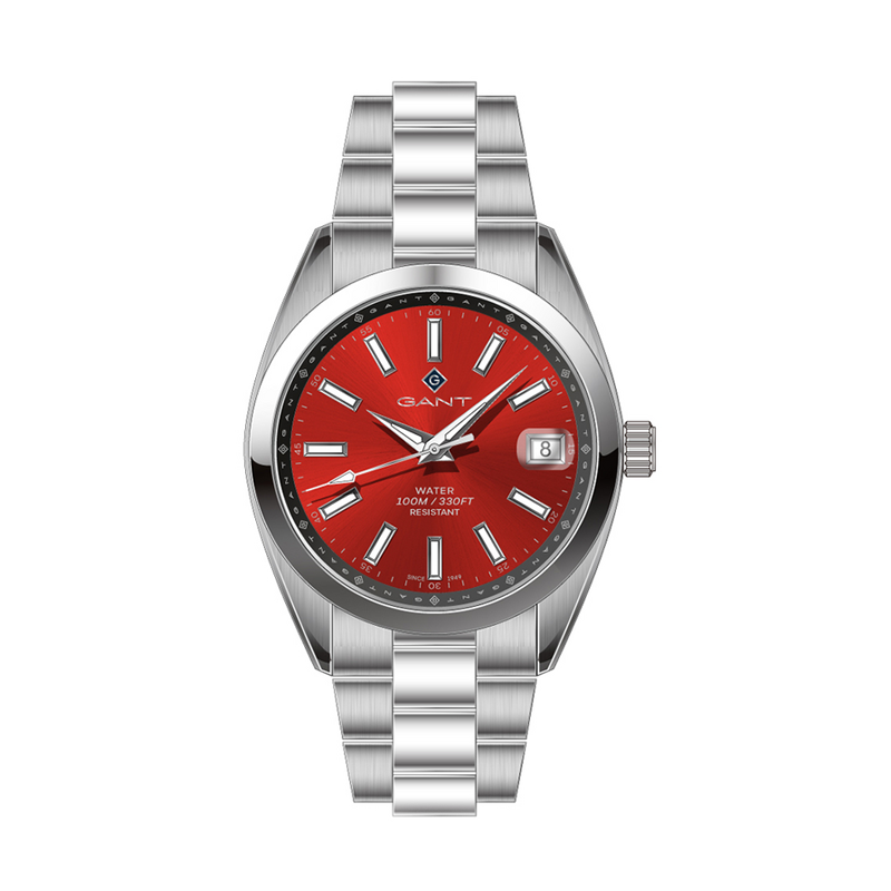 GANT Eastham Rod G161022 – elegant klocka med röd urtavla och stållänk