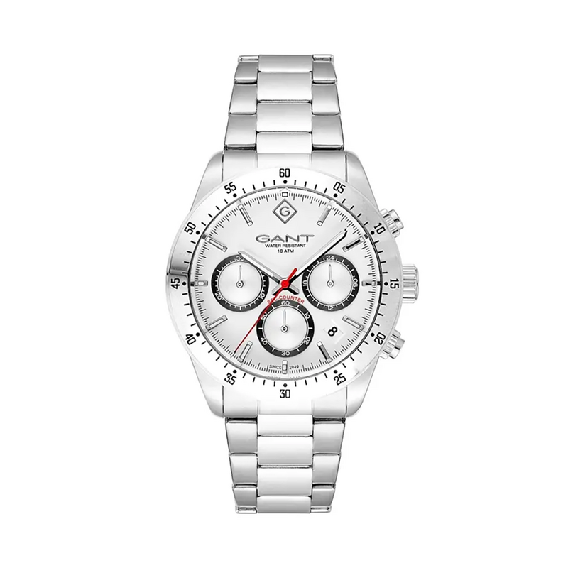 GANT Greenfield Vit – elegant klocka med vit urtavla och stållänk