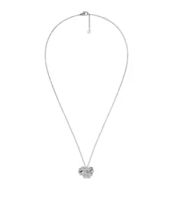 Detaljbild av rostfritt stål halsband med pendel