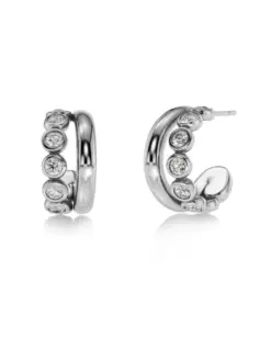 Edblad Grace Hoops L Steel – stora rostfria hoops-örhängen med glittrande detaljer