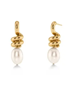 Edblad Swivel Earrings Pearl L Gold – guldpläterade örhängen med pärla