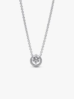 Pandora Collierhalsband med Glittrande Runt Hänge sterlingsilver CZ halo – 391174C01