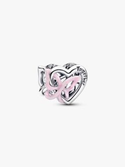 Pandora Sammanflätat Hjärta och Fjäril Berlock 794475C01 – sterlingsilver med rosa emalj